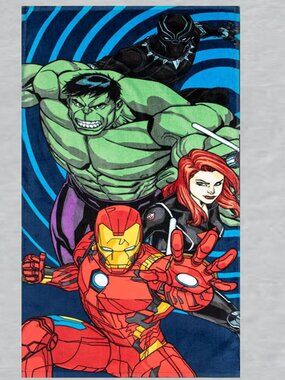 Avengers Hero Launch Beach Towel measures 28 x 58 inches